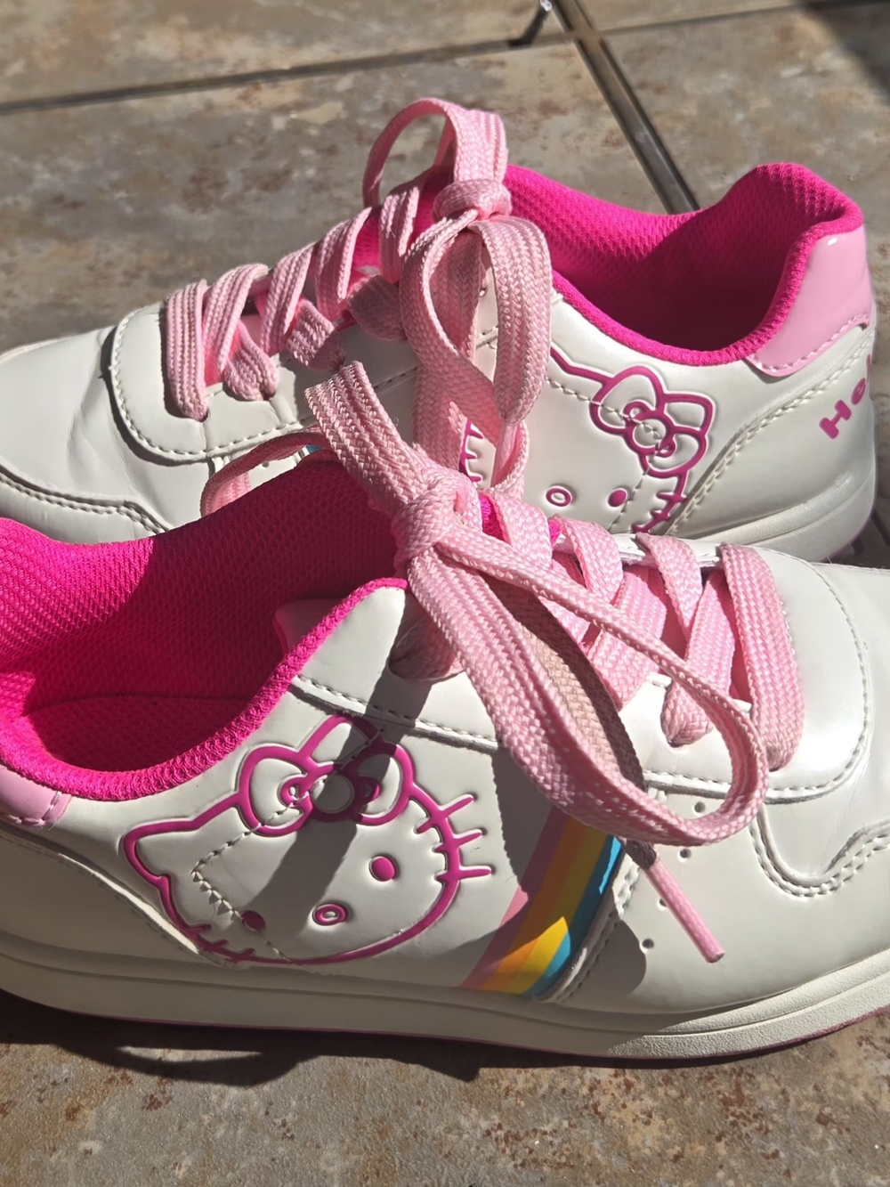 Hello Kitty Kids' White & Pink Lace-Up Sneakers